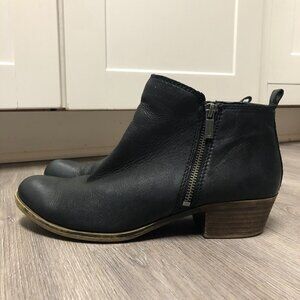 Lucky Brand Women's Size 9.5 Basel Booties Black Leather Ankle Boots Shoes Moto